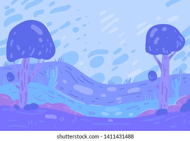 Fantasy landscape background . Fantasy vector illustration