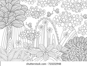 fantasy landscape for coloring book 