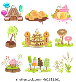 Fantasy Landscape Elements Made Of Sweets And Candy