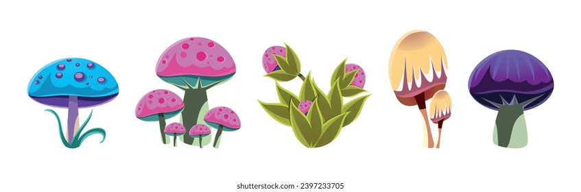Fantasy Landscape Elements and Plants Vector Set