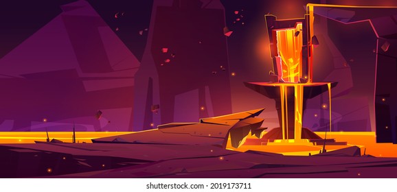 Fantasy landscape with lava and magic portal