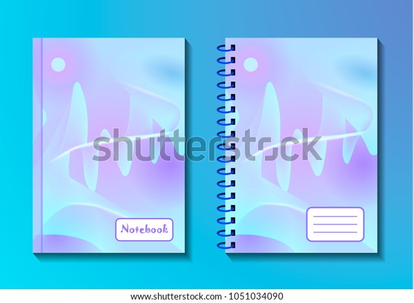 Fantasy landscape in neon colors. Mountains, the moon\
and natural sand bridge on alien planet. Template for notebook,\
workbook, notepad, book in abstract colorful design.  Vector\
illustration, eps 10