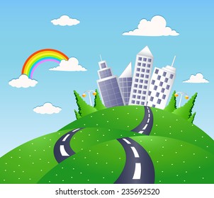 Fantasy landscape with road