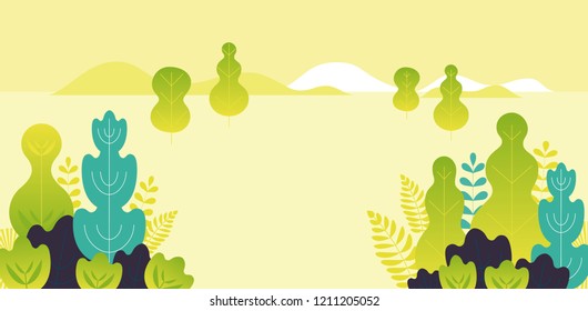 Fantasy leaves background template. Vector landscape illustration. flat design