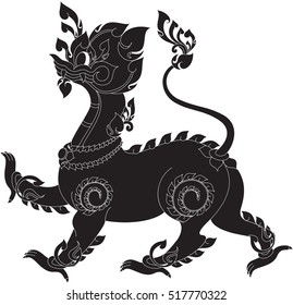 fantasy lion in the tale of Laos vector illustrations, tattoos, stickers, image / southeast asia art design