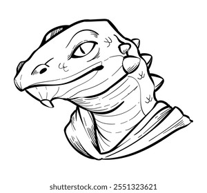 fantasy lizard man sketch isolated