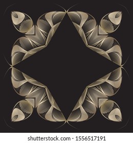 Fantasy luxury gold background, creative geometric halftone lines dynamic pattern, vector modern design golden texture for card, cover, poster, decoration.