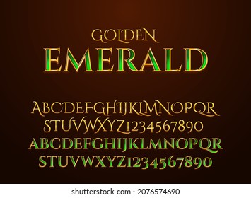 fantástico efecto de texto de esmeralda dorada de lujo