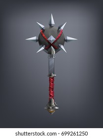 Fantasy mace weapon for game or cards. Vector illustration.