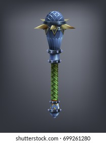 Fantasy mace weapon for game or cards. Vector illustration.