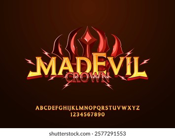 Fantasy mad evil crown text effect template