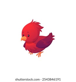 Fantasy magic cute red baby bird. Phoenix fire child bird vector flat illustration. Fairy tale mythical creature. Ancient legend mythology beast isolated on white background