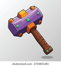 Fantasy Magic Hammer Weapon Illustration for RPG Game Asset