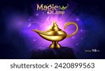 Fantasy Magic Lamp Elegant Vector Illustration-Tailored for Crafting Dreamy and Magical Concepts for Game design