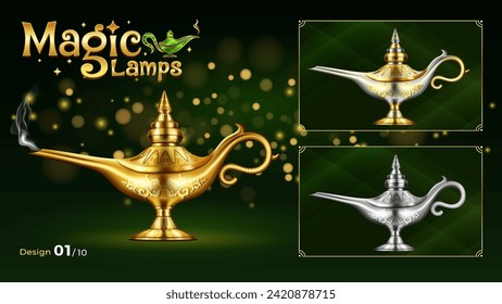 Fantasy Magic Lamp Elegant Vector Illustrations-Tailored for Crafting Dreamy and Magical Concepts for Game design