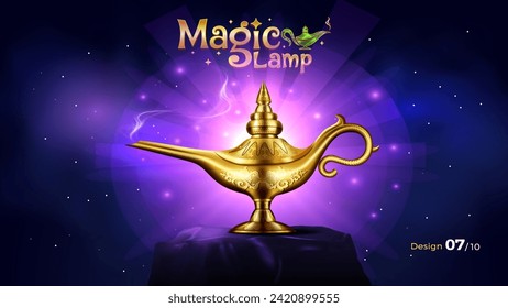 Fantasía Magia Lámpara Elegante Vector Ilustrado a la medida para el diseño de juegos de Dreamy y Magical Conceptos