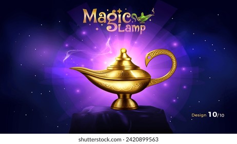 Fantasía Magia Lámpara Elegante Vector Ilustrado a la medida para el diseño de juegos de Dreamy y Magical Conceptos