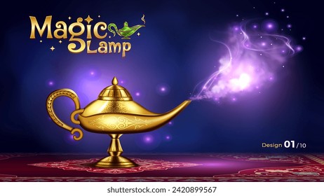 Fantasy Magic Lamp Elegant Vector Illustration-Tailored for Crafting Dreamy and Magical Concepts for Game design