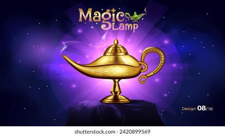 Fantasy Magic Lamp Elegant Vector Illustration-Tailored for Crafting Dreamy and Magical Concepts for Game design