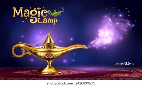 Fantasy Magic Lamp Elegante Vektorgrafik-maßgeschneidert für das Erstellen von Träumen und Magischen Konzepten für das Spieldesign