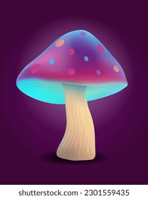 fantasy magic multicolored mushrooms narcotic and intoxicating shine luminous vector illustration isolated on background