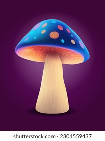 fantasy magic multicolored mushrooms narcotic and intoxicating shine luminous vector illustration isolated on background
