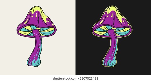 Fantasy magic mushroom. Bright unusual fungus. Good for groovy, hippie, mystical style