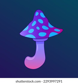 Fantasy magic mushroom, vector poisonous fungus. Fairy tale mushroom or witch poisonous shroom psychedelic amanita grebe EPS