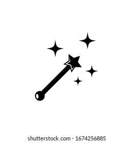 Fantasy Magic Wand, Fairies Tool. Flat Vector Icon illustration. Simple black symbol on white background. Fantasy Magic Wand, Fairies Tool sign design template for web and mobile UI element