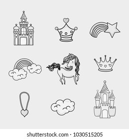 fantasy and magic world doodle icons