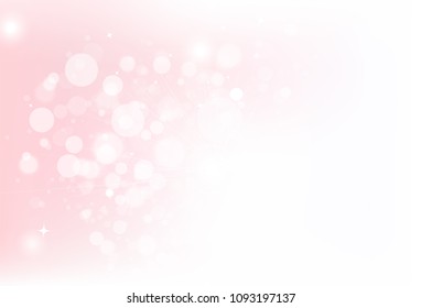 Fantasía mágica de los círculos de boquilla burbuja de dispersión con estrellas de polvo brillo brillante concepto rosa pastel ilustración abstracta de fondo vectorial utilizar para el producto cosmético