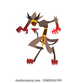 Fantasy magical creature character with claws vector Illustration on a white background