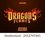 fantasy magical golden 3d dragon flames text effect alphabet with burning flames