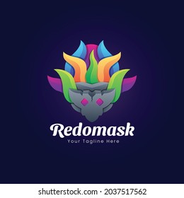 Fantasy Mask Logo Template Design ,Editable