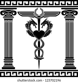 fantasy medical symbol. stencil. vector illustration