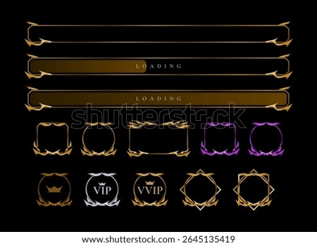 fantasy medieval ancient trading card game template with gold, blue, purple, red color variations. with a fantasy rpg symbol kit