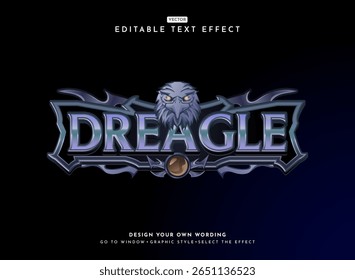 fantasy medieval dreagle rpg game logo with eagle head and mythic frame border text effect