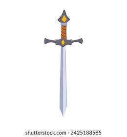 fantasy medieval sword cartoon. game weapon, war black, silhouette fight fantasy medieval sword sign. isolated symbol vector illustration