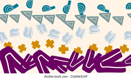 Fantasía desordenado doodle formas geométricas fondo. Tarjeta abstracta, disposición.