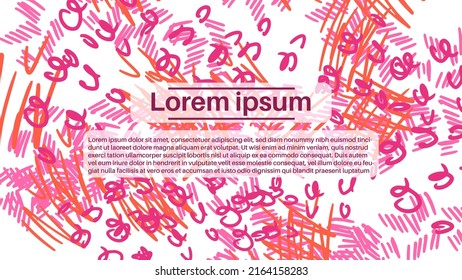 Fantasy messy doodle geometric shapes background. Abstract card, layout. Creative landing page or business background. Advertisement cover.