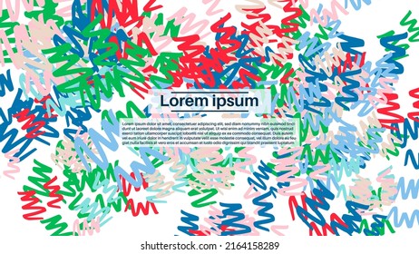 Fantasía desordenado doodle formas geométricas fondo. Tarjeta abstracta, disposición. Página de inicio creativa o fondo de negocios. Portada de publicidad.