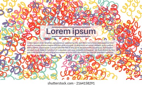 Fantasía desordenado doodle formas geométricas fondo. Tarjeta abstracta, disposición. Página de inicio creativa o fondo de negocios. Portada de publicidad.
