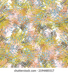 Fantasy messy freehand doodle geometric shapes seamless pattern.  Infinity ditsy scribble abstract card, layout. Creative background. Textile, fabric, wrapping paper.