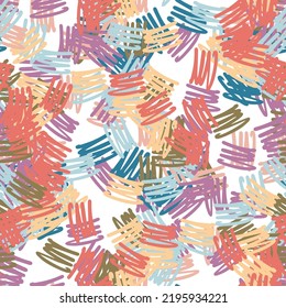 Fantasy messy freehand doodle geometric shapes seamless pattern.  Infinity ditsy scribble abstract card, layout.