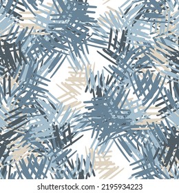 Fantasy messy freehand doodle geometric shapes seamless pattern.  Infinity ditsy scribble abstract card, layout.