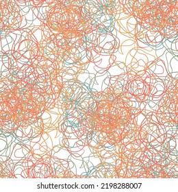 Fantasy messy freehand doodle geometric shapes seamless pattern.  Infinity ditsy scribble abstract card, layout. Creative background. Textile, fabric, wrapping paper.
