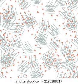 Fantasy messy freehand doodle geometric shapes seamless pattern.  Infinity ditsy scribble abstract card, layout. Creative background. Textile, fabric, wrapping paper.