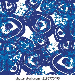 Fantasy messy freehand doodle geometric shapes seamless pattern.  Infinity ditsy scribble abstract card, layout. Creative background. Textile, fabric, wrapping paper.