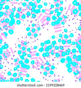 Fantasy messy freehand doodle geometric shapes seamless pattern.  Infinity ditsy scribble abstract card, layout. Creative background. Textile, fabric, wrapping paper.