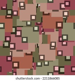 Fantasía desordenada forma geométrica cuadrada sin problemas.  Tarjeta abstracta infinita, disposición. Fondo creativo. Textil, tela, papel de envoltura.